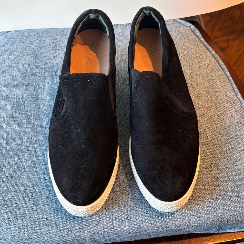 Caslon black leather suede slip-in hidden wedge US size 9